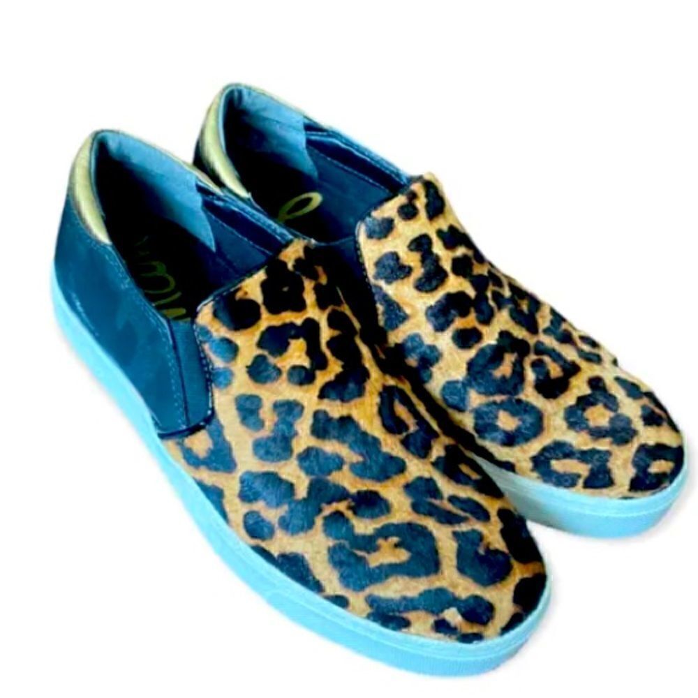 SAM EDELMAN LEOPARD PRINT CALF HAIR SNEAKERS SLIP ON SHOES SNEAKER SZ 6